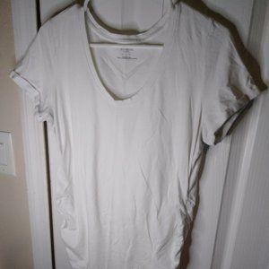 White Lightweight Side Ruched Maternity T Shirt